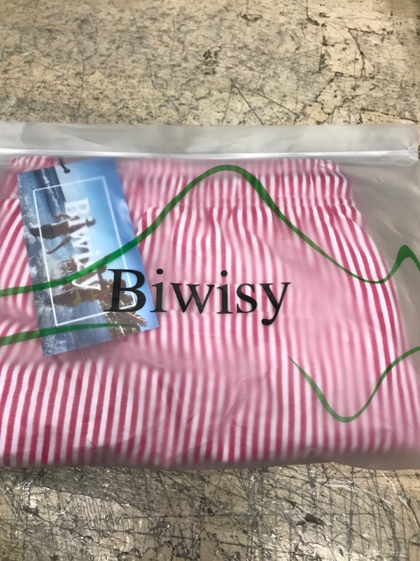 Photo 1 of Biwisy Mens Swim Trunks Quick Dry Beach Shorts Mesh Lining Swimwear Bathing Suits with Pockets Large Pink&white