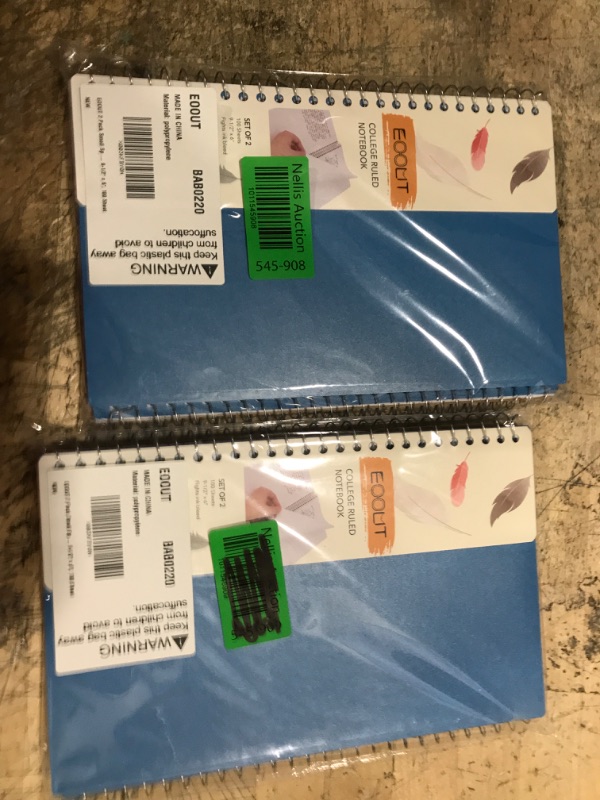 Photo 2 of *BUNDLE OF 2* EOOUT 2 Pack Small Spiral Notebook, 2-Subject Notebook, Plastic Cover Lined Spiral College Ruled Notebooks 9-1/2" x 6", 100 Sheets