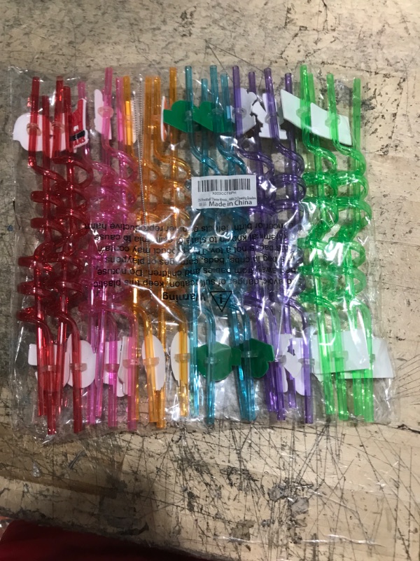 Photo 1 of 24 Football Theme Reusable Drinking Straws 6 Designs Perfect for Rugby Theme Birthday Party Supplies Party Favors with 2 Cleaning Brushes
