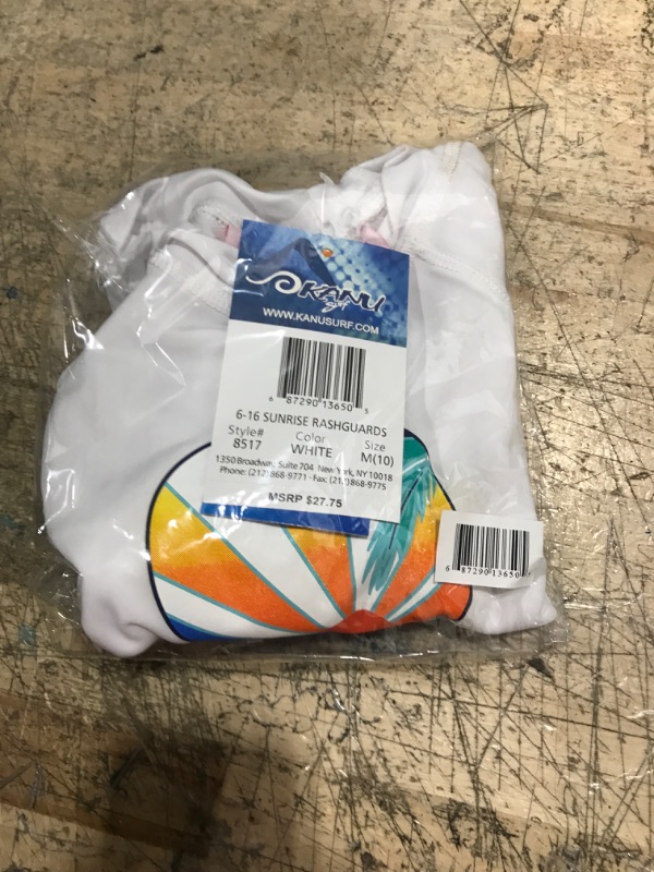 Photo 1 of Kanu Surf Girls' Karlie UPF 50+ Sun Protective Rashguard Swim Shirt 10 Sunrise White