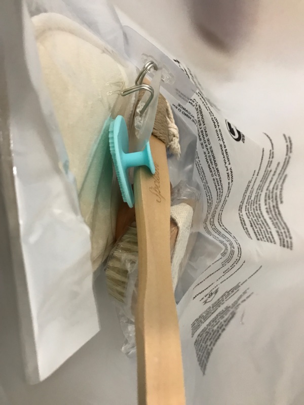 Photo 1 of Spclsim Bath Brush Set Shower Brush Body Scrubber Brush Back Scrubber for Showe Body Exfoliating Brush, Bath Back Cleaning Scrubber with Long Wooden Handle, Dry or Wet Exfoliator Brush for Men Women