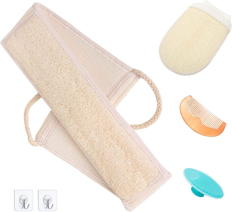 Photo 1 of Spclsim Bath Brush Set Shower Brush Body Scrubber Brush Back Scrubber for Showe Body Exfoliating Brush, Bath Back Cleaning Scrubber with Long Wooden Handle, Dry or Wet Exfoliator Brush for Men Women