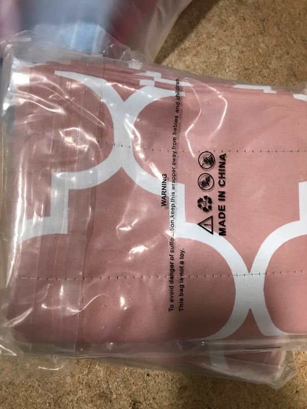 Photo 1 of Blush Pink Valances for Girls Room Rod Pocket Blackout Moroccan Tile Quatrefoil Curtain Valance for Kitchen Bathroom Nursery Bedroom Girls Windows - Blush and White 1 Panel 52 by 18 Inches Long 52" W x 18" L Blush Pink