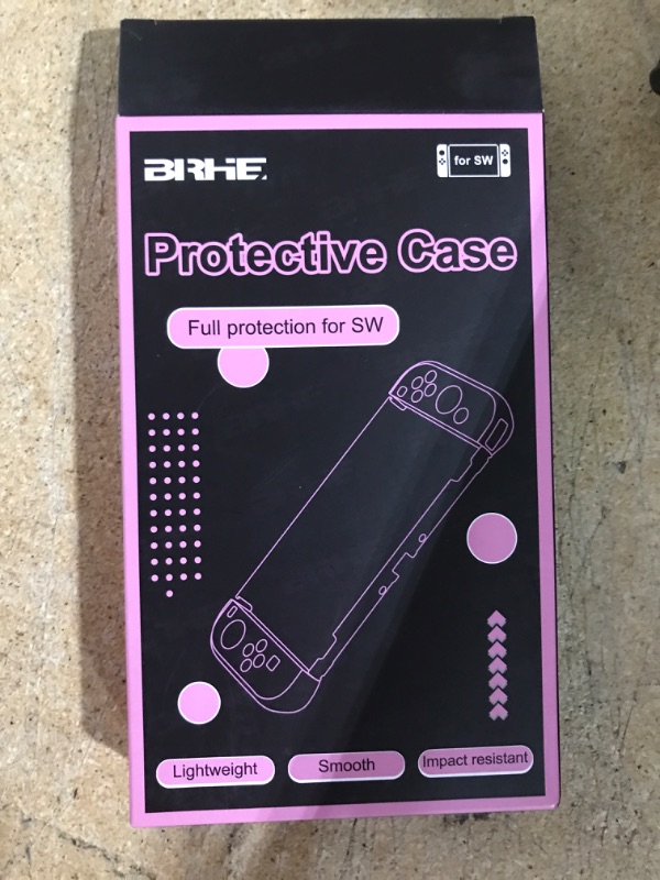 Photo 1 of BRHE Cute Dockable Case Compatible with Nintendo Switch OLED 2021 [New Upgrade] Protective Grip Skin Cover with Tempered Glass Screen Protector and Thumb Stick Caps (Pink)