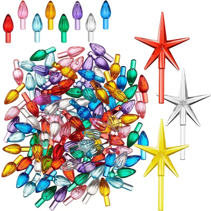 Photo 1 of Casafield Ceramic Christmas Tree Replacement Lights - Multi-Color Bulbs and 3 Star Toppers--- 2 ITEMS