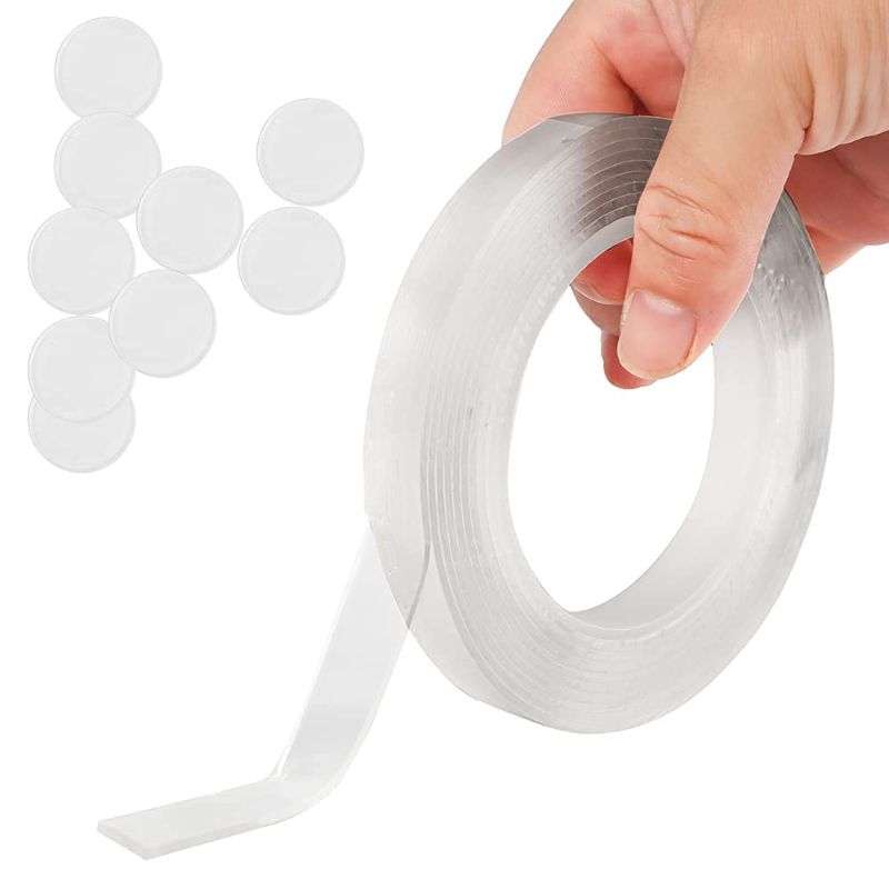 Photo 1 of Double Sided Tape Heavy Duty (9.85FT) Transparent Tape, Adhesive Grip Round(1.18in) Putty Multipurpose Tape,Washable Removable Strong Sticky Tape Poster.