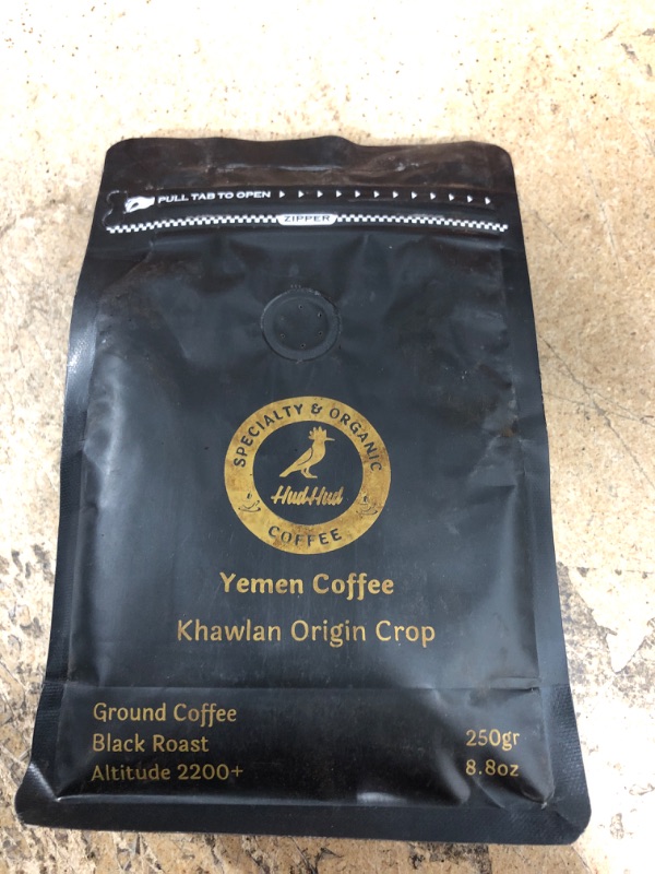 Photo 1 of HudHud Organic Ground Dark Roast Coffee | Non-GMO, Specailty, Gourmet Coffee Beans | Single Origin From Yemen, Hand Picking, Sun Drying, Natural Process | For Coffee Lovers