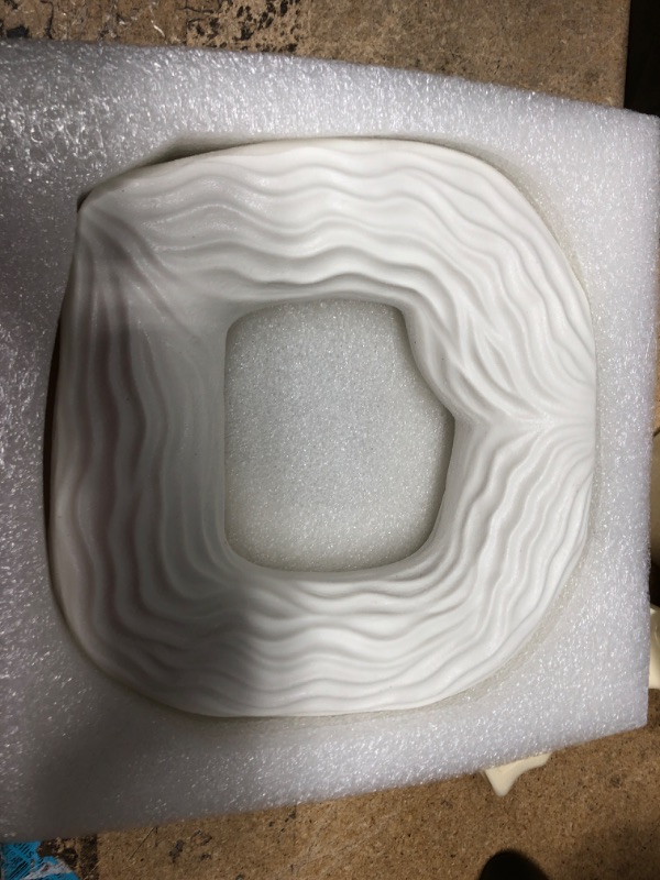 Photo 1 of Ceramic vases Set of 2, Asymmetrical White Circle Vase Set, Matte Texture, Rippled Finish. Apply to Living Room? Kitchen?Mantle?Bedroom?Dining Table?Office (Large + Medium)