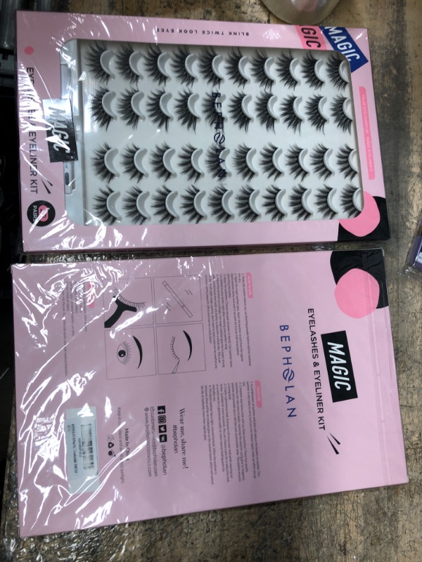 Photo 1 of 2 BEPHOLAN 20 Pairs Eyelashes Pack With 2 Magic Eyeliner Glue, 3D Effect and Natural Lashes, Easy to Apply & Comfortable, XMZ354