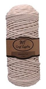 Photo 1 of 2 rolls
 MT Craft Supplies Macrame Cord 3mm X 110 Yard 3 Strand Twisted Soft Natural Turkish Cotton Cord for Wall Hanging Knitting Plant Hangers Crafts Bag Dec
