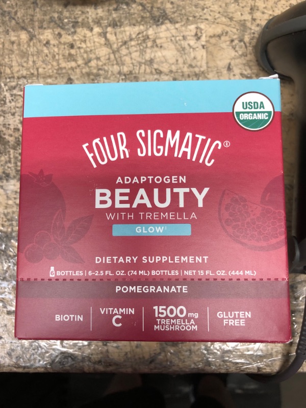 Photo 4 of *** EXP 06/2023*** Adaptogen Beauty Shot by Four Sigmatic | Tremella Powder Infused | Organic Vitamin C with Zinc Drink | Vegan Collagen Booster | Natural Pomegranate Blueberry Flavored Biotin Supplement Shot | 6 Count