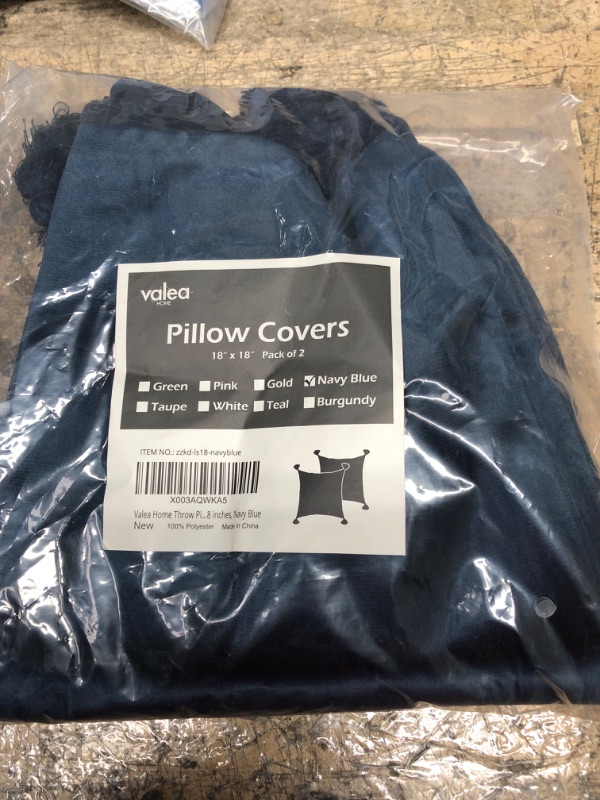 Photo 1 of Valea Home Velvet Throw Pillow Covers with Tassels Fringe for Couch Sofa Living Room Soft Solid Decorative Cushion Cover 18 x 18 inch, Pack of 2, Navy Blue