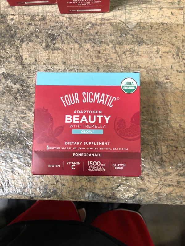 Photo 2 of Adaptogen Beauty Shot by Four Sigmatic | Tremella Powder Infused | Organic Vitamin C with Zinc Drink | Vegan Collagen Booster | Natural Pomegranate Blueberry Flavored Biotin Supplement Shot | 6 Count