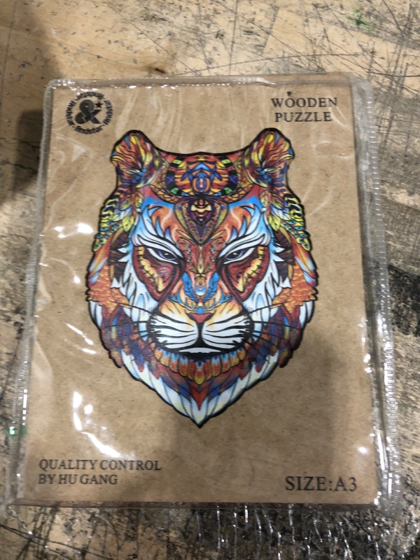 Photo 1 of ANDSTAR Jigsaw Wooden Puzzles for Adults and Kids Unique Shaped Wood Puzzle, Challenging Animal Shaped Puzzles Family Game Play Birthday Gift for Adults Teens and Kids(Tiger,16.5x11.7x0.12 Inch) Tiger A3