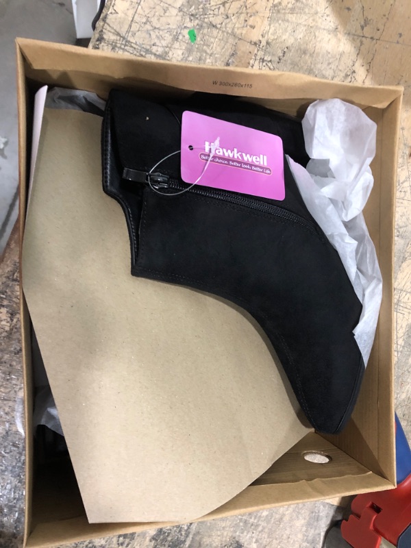 Photo 1 of Hawkwell Women's Pointed Toe Side Zipper Slip on Chunky Heel Booties 9 Black