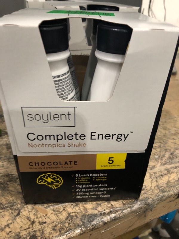 Photo 1 of Soylent Complete Energy Gluten-Free Vegan Protein Nootropics Shake, Chocolate, 11 Fl Oz, 4 Bottles