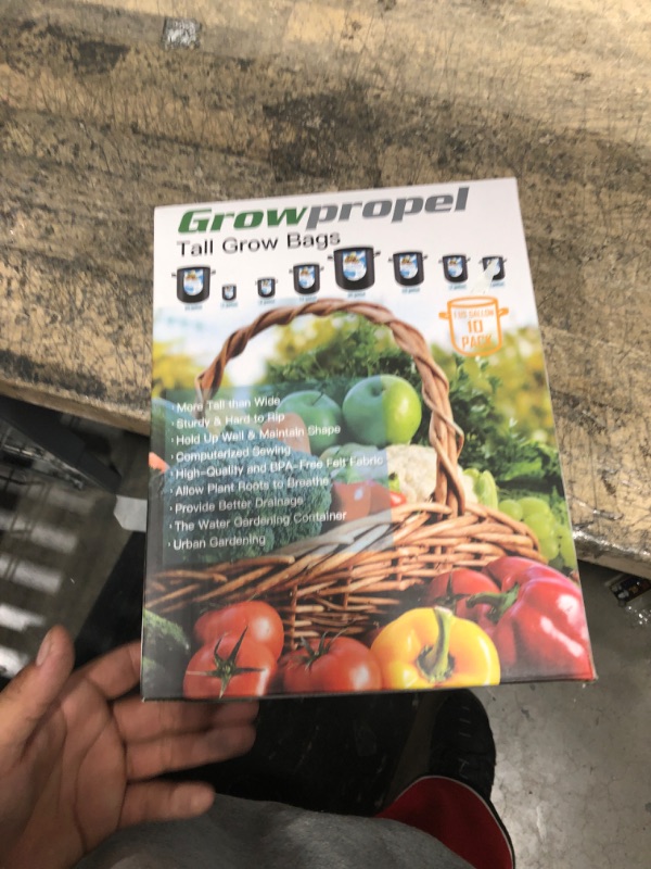 Photo 1 of Growpropel 1 US Gallon 10 Pack Tall Grow Bags for Vegetables, Heavy Duty Nonwoven Aeration Fabric Deep Grow Pots with Handles 1 Gallon Black