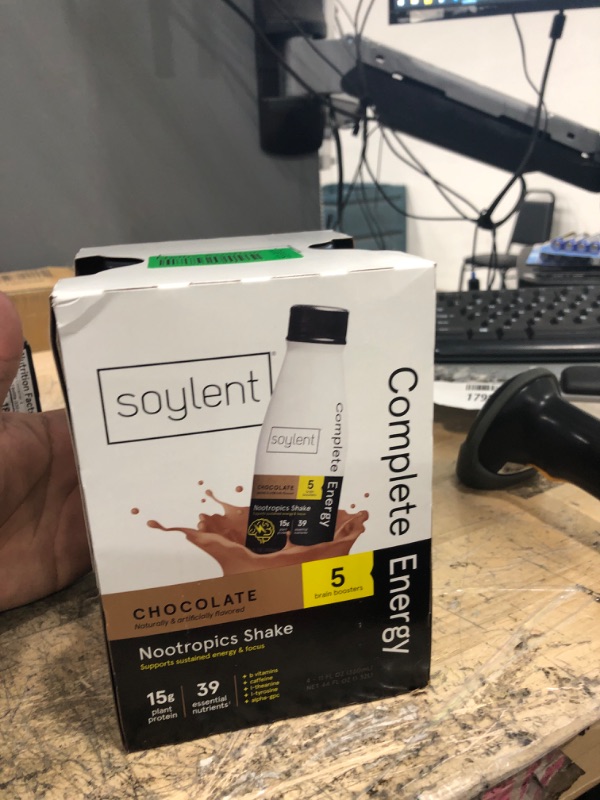 Photo 1 of Soylent Complete Energy Gluten-Free Vegan Protein Nootropics Shake, Chocolate, 11 Fl Oz, 4 Bottles