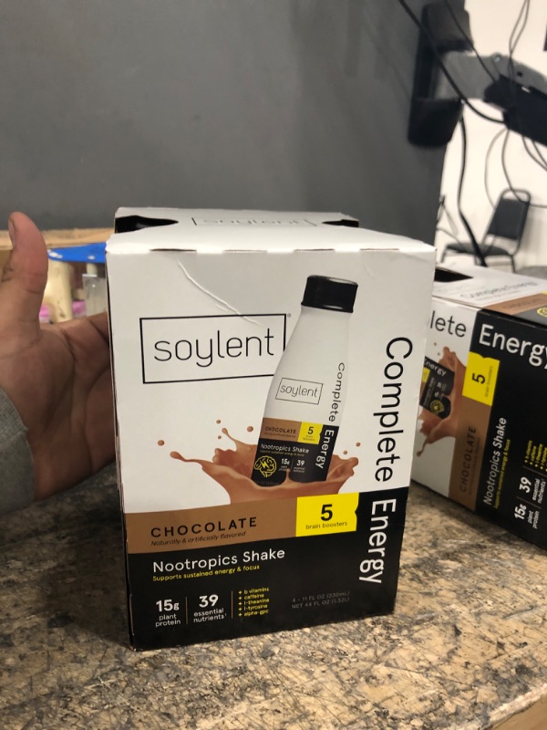Photo 1 of Soylent Complete Energy Gluten-Free Vegan Protein Nootropics Shake, Chocolate, 11 Fl Oz, 4 Bottles