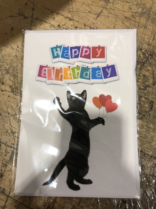 Photo 2 of Happy Birthday card with cats, black cat birthday card and envelope