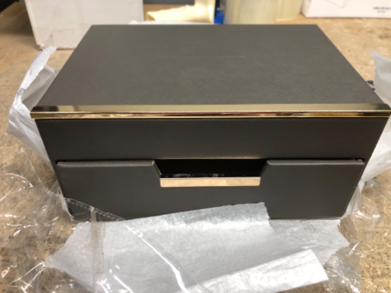 Photo 1 of IVZISO Jewelry boxes for women, 2 Tier Jewelry Box, Metal Trim, Pull Out Drawer, Watch Case?grey?