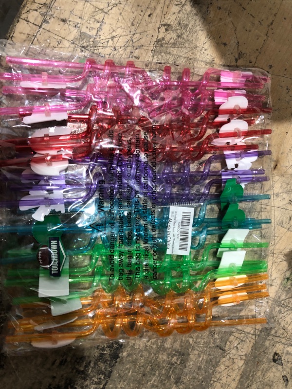 Photo 2 of 24 Football Theme Reusable Drinking Straws 6 Designs Perfect for Rugby Theme Birthday Party Supplies Party Favors with 2 Cleaning Brushes