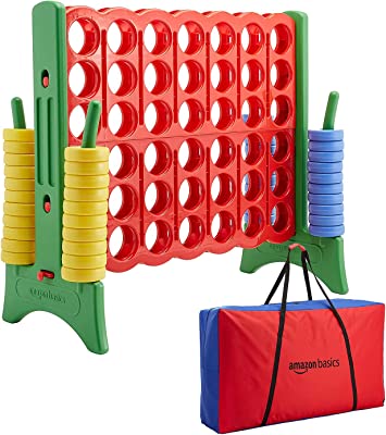 Photo 1 of Amazon basics Giant BPA-Free 4-In-A-Row Premium Plastic Game Set with Carrying Bag, Great for Gifting, Red & Green