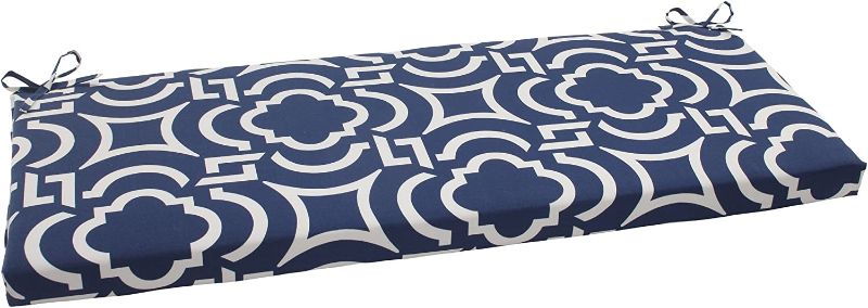 Photo 1 of Pillow Perfect Outdoor/Indoor Carmody Navy Bench/Swing Cushion, 1 Count (Pack of 1), Blue
