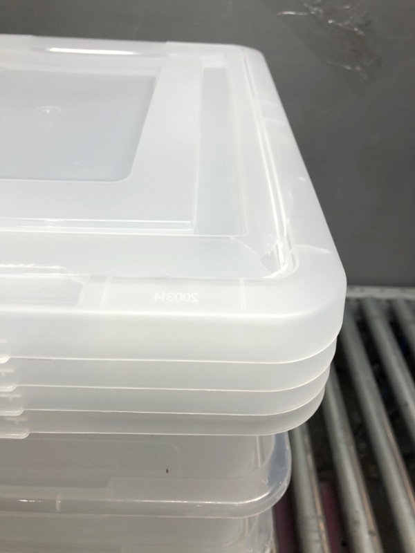 Photo 1 of IRIS USA Letter & Legal Size Plastic Storage Bin Tote Organizing File Box with Durable and Secure Latching Lid, Stackable and Nestable, 4 Pack, Clear
