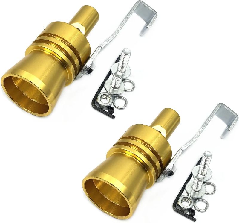 Photo 1 of 2pcs XL Size Aluminum Alloy Universal Turbo Sound Exhaust Muffler Pipe Whistle Car Roar Maker (XL-Gold)
