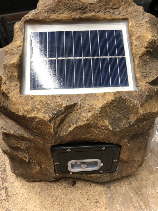 Photo 3 of Alpine Corporation Weather-resistant Bluetooth Solar-Powered Outdoor Wireless Rock Speaker, Brown