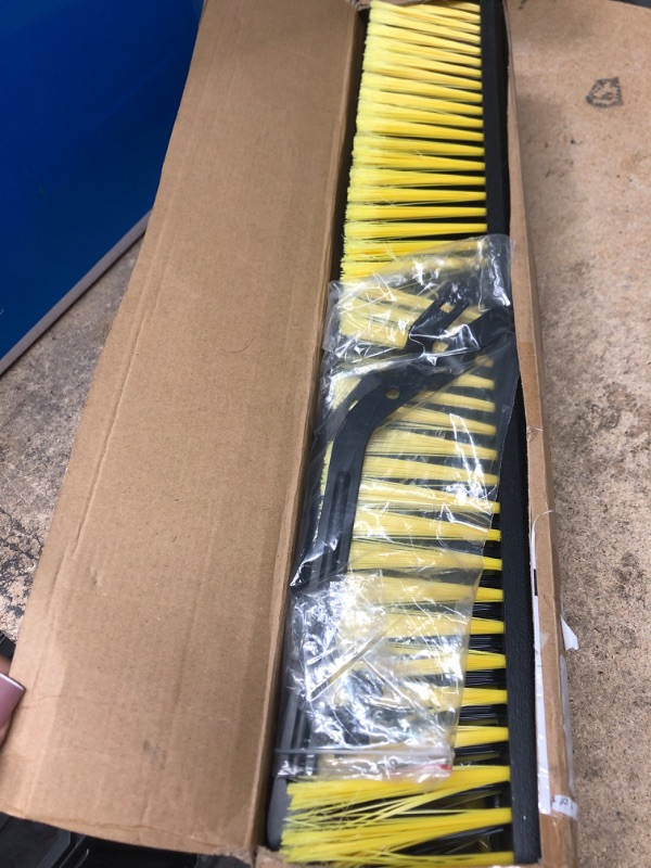 Photo 2 of 24 Inches Push Broom Outdoor Heavy Duty Broom with 63" Long Handle for Deck Driveway Garage Yard Patio Concrete Floor Cleaning Yellow Yellow 24 Inches Heavy Duty