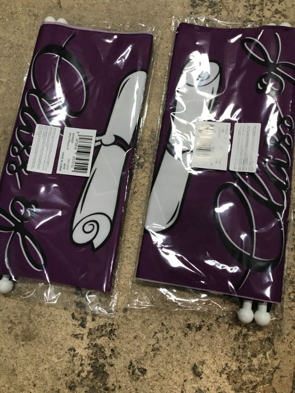 Photo 2 of 2 PACK 2023 Graduation Party Decorations Porch Sign Banner Purple Large Congrats Grad Party Supplies Decorations Door Banner for Graduation Party