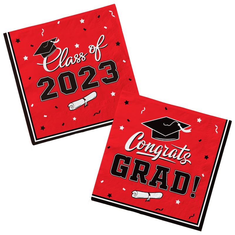 Photo 1 of 2 PACK Gatherfun Graduation Party Disposable Napkins Paper Napkins for College High School Graduation 3-Ply 50 Pack Red