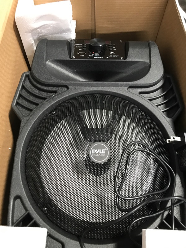 Photo 2 of 400W Portable Bluetooth PA Loudspeaker - 8” Subwoofer System, 4 Ohm/55-20kHz, USB/MP3/FM Radio/ ¼ Mic Inputs, Multi-Color LED Lights, Built-in Rechargeable Battery w/ Remote Control - Pyle PPHP844B