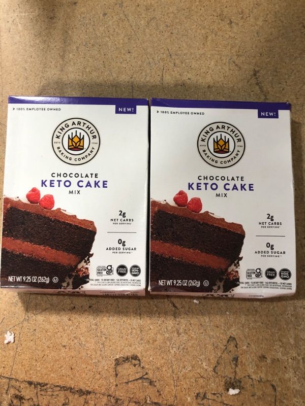 Photo 2 of 2 PACK OF King Arthur Baking Keto Cake Mix, Chocolate, 2g Net Carbs 0g Added Sugar Per Serving, Low Carb & Keto Friendly, 9.25oz, White BEST BY 9/1/23