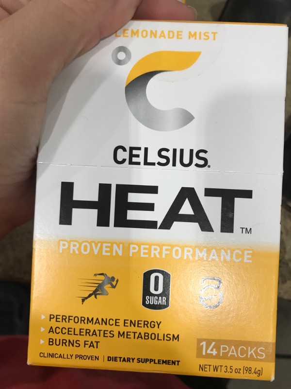 Photo 1 of *EXPIRES AUGUST2023**CELSIUS FGSS1313 HEAT On-the-Go Performance Energy Powder Stick Packets, Lemonade Mist (Pack of 14)

