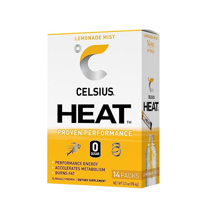 Photo 1 of *EXPIRES AUGUST2023**CELSIUS FGSS1313 HEAT On-the-Go Performance Energy Powder Stick Packets, Lemonade Mist (Pack of 14)
