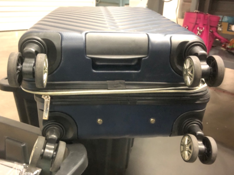 Photo 3 of **USED**
Kenneth Cole REACTION Madison Square Hardside Chevron Expandable Luggage, Navy,  (20" & 28") 