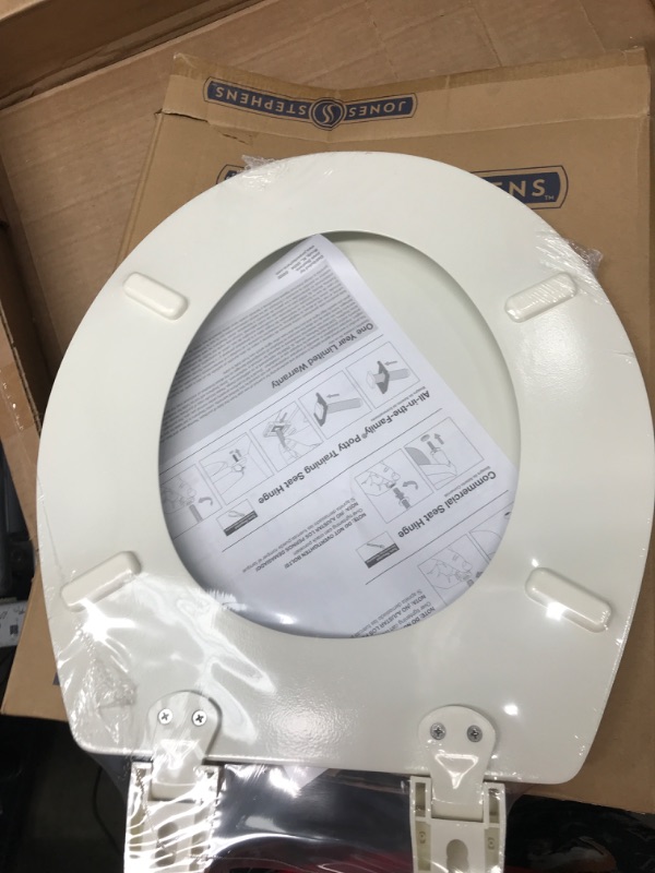 Photo 1 of Jones Stephens (C1B4R2-02) Deluxe Closed Front-Round Molded Wood Toilet Seat, W/Cover Biscuit Round Biscuit