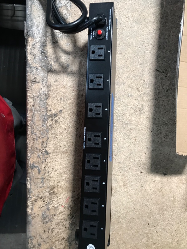 Photo 2 of *HOLDS POWER SEE COMMENTS*  PDU Power Strip Surge Protector - 1U Rack Mount Protection Power Outlet Strip W/ AC Filter - PylePro PCO850 & 19-Inch 1U Server, Vented Shelves for Good Air Circulation Cantilever Wall Rack, Black