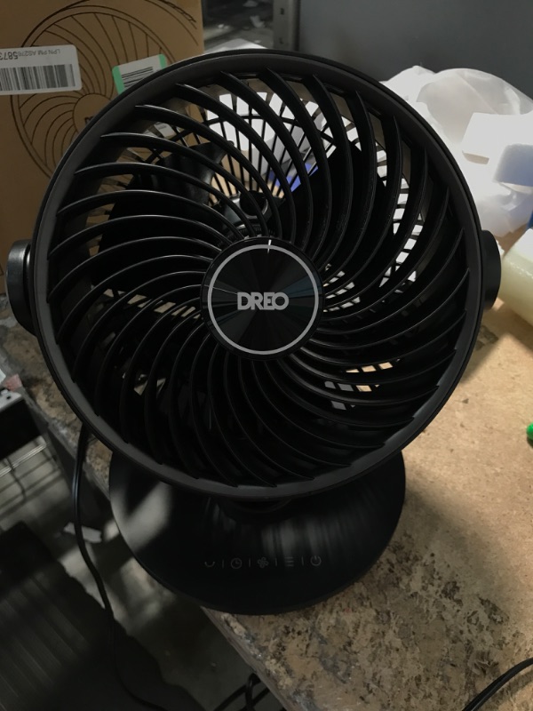 Photo 2 of *POWERS ON* Dreo Table Fans for Home Bedroom, 9 Inch Quiet Oscillating Floor Fan with Remote, Air Circulator Fan for Whole Room, 70ft Powerful Airflow, 120° Adjustable Tilt, 4 Speeds, 8H Timer Black