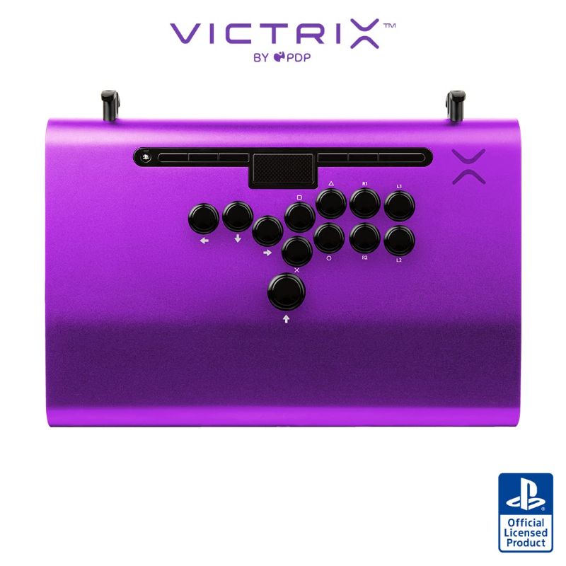 Photo 1 of Victrix Pro FS-12 Playstation Fight Stick for PS5, PS4, PC, Durable Aluminum, Tournament Grade 12-Button Sanwa Denshi, Ergonomic Detachable Joystick, Lockable Control Bar for PS5 Fighting Games (Purple)