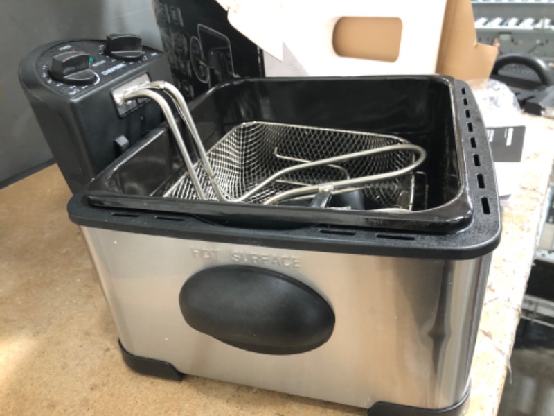 Photo 2 of **PARTS ONLY**MISSING POWER CORD** Chefman 4.5 Liter Deep Fryer w/Basket Strainer, XL Jumbo Size, Adjustable Temperature & Timer, Perfect for Fried Chicken, Shrimp, French Fries, Chips & More, Removable Oil-Container, Stainless Steel