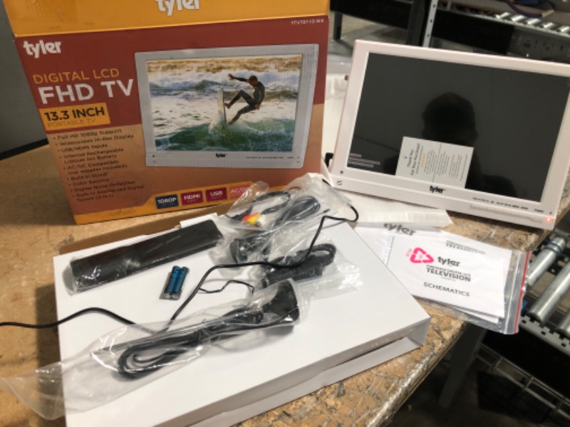 Photo 3 of **BRAND NEW** Tyler 13.3” Portable TV LCD Monitor 1080P Rechargeable Lithium Battery Operated, 3 Antenna, HDMI, SD, USB, RCA, FM Radio, Digital Tuner, AV Inputs, AC/DC, TV Stand & Remote Control For Kids Car Travel
