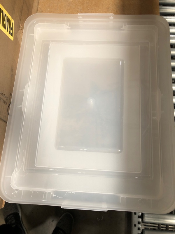 Photo 1 of **MINOR DAMAGE** IRIS USA Letter/Legal File Tote Box, 4 Pack, BPA-Free Plastic Storage Bin Tote Organizer with Durable and Secure Latching Lid, Stackable and Nestable, Pearl
