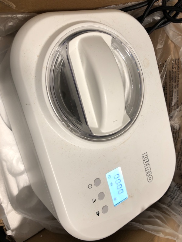 Photo 2 of *MINOR DAMAGE** KUMIO 1 Quart Automatic Ice Cream Maker with Compressor, No Pre-freezing, 4 Modes Frozen Yogurt Machine with LCD Display & Timer, Electric Sorbet Maker Gelato Maker, Keep Cool Function
