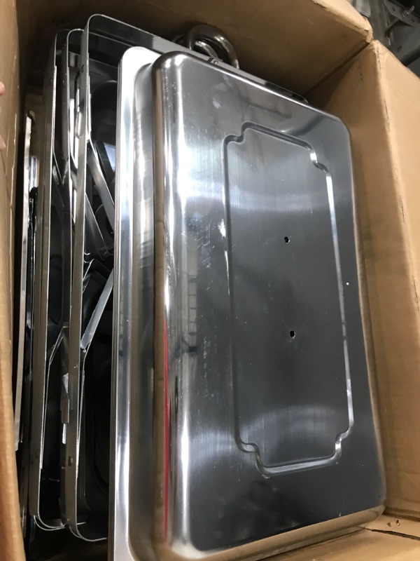 Photo 1 of Snowtaros 4 Pack 8QT Chafing Dish Buffet Set, Stainless Steel Food Warmer Set, Rectangular Buffet Server with Tongs & Spoons for Parties, Catering, Banquets, Events (Half Size)