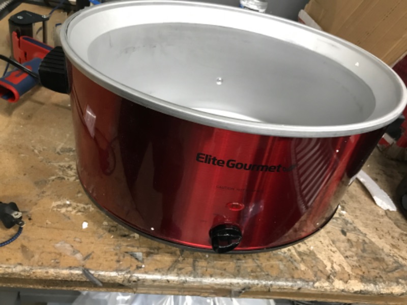 Photo 2 of Elite Gourmet MST-900RXT Electric Ceramic XL Jumbo Slow Cooker, Adjustable Temp, Entrees, Sauces, Stews & Dips, Dishwasher Safe Glass Lid & Crock, 8.5 Quart, Metallic Red
