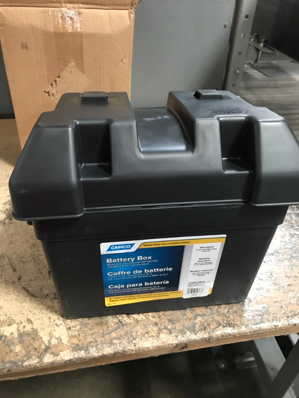 Photo 2 of Camco Heavy Duty Battery Box with Straps and Hardware - Group 24 |Safely Stores RV, Automotive, and Marine Batteries |Durable Anti-Corrosion Material | Measures 7-1/4" x 10-3/4" x 8" | (55363) Frustration Free Packaging Regular Battery Box